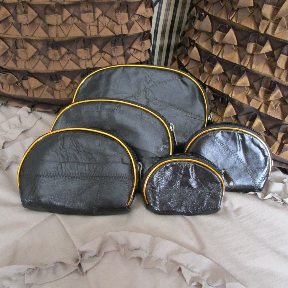 set of patchwork leather purses